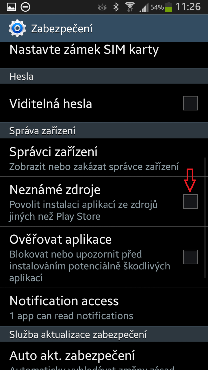 povolení neznámých zdrojů
